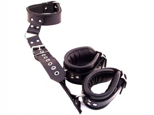 Leather Neck to Wrist Restraints - Black | Bent Ltd